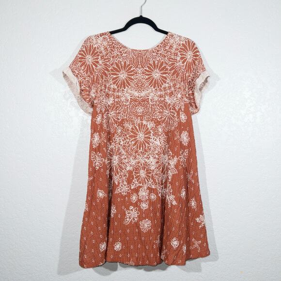 Free People Coral Orange Pinwheel Cut Out Back Mini Dress Size Small‎ - Picture 2 of 12